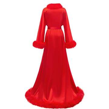 Luxurious Feather Satin Robe for Brides and Maternity