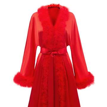 Luxurious Feather Satin Robe for Brides and Maternity