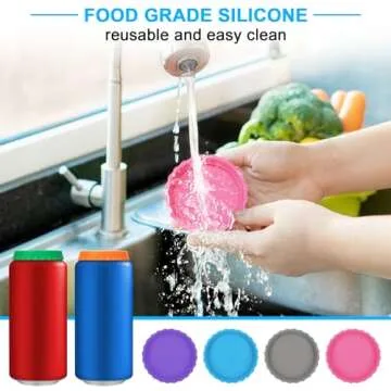 6 Pack Silicone Soda Can Cover Lids, Reusable Soda Can Lids Beer Can Covers Pop Can Covers, BPA Free Silicone Can Cover, Stopper and Protector for Soda, Beer, Beverage, Juice, Coke, Fits Standard Cans