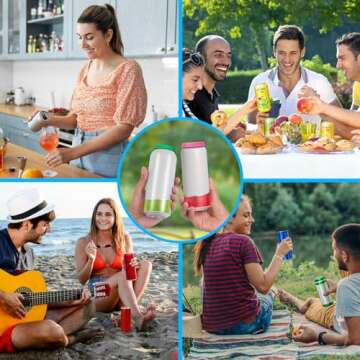 6 Pack Silicone Soda Can Cover Lids, Reusable Soda Can Lids Beer Can Covers Pop Can Covers, BPA Free Silicone Can Cover, Stopper and Protector for Soda, Beer, Beverage, Juice, Coke, Fits Standard Cans