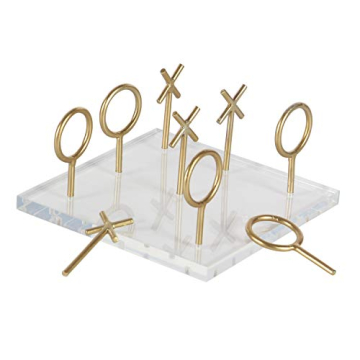 Stylish Small Gold Tic Tac Toe Game Set for Home Decor