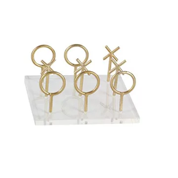 Stylish Small Gold Tic Tac Toe Game Set for Home Decor