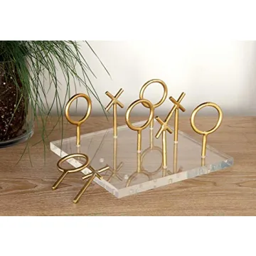 Stylish Small Gold Tic Tac Toe Game Set for Home Decor