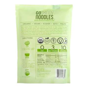 GoSkinny Noodles Fettuccine (12), Organic, Odorless Shirataki & Konjac Pasta, Low Carb, Low Calorie,...