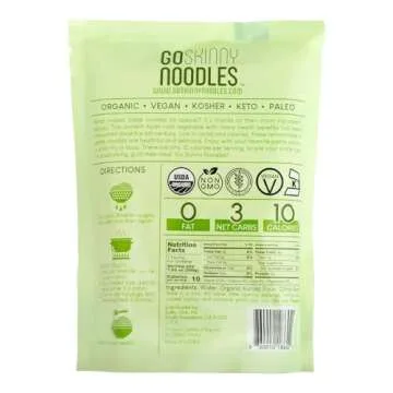 GoSkinny Noodles Fettuccine (12), Organic, Odorless Shirataki & Konjac Pasta, Low Carb, Low Calorie,...