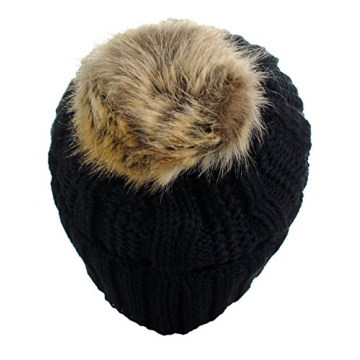 Stylish C.C Faux Fuzzy Fur Pom Beanie for Winter