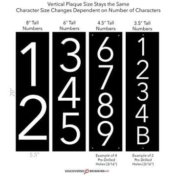 Discovered Designs – 20” Custom Address Number Sign - Black or White – Vertical or Horizontal – Made in USA (Black 20 inch Vertical) - House Numbers for Outside Modern