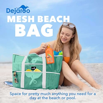Dejaroo Mesh Beach Bag - Lightweight, Durable Tote with Pockets