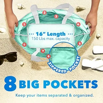 Dejaroo Mesh Beach Bag - Lightweight, Durable Tote with Pockets