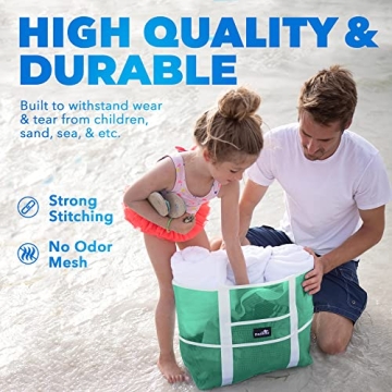 Dejaroo Mesh Beach Bag - Lightweight, Durable Tote with Pockets