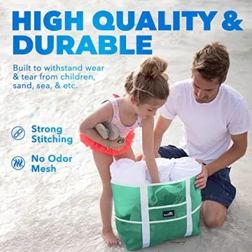 Dejaroo Mesh Beach Bag - Lightweight, Durable Tote with Pockets