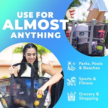 Dejaroo Mesh Beach Bag - Lightweight, Durable Tote with Pockets
