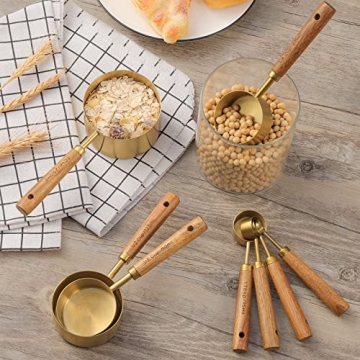 Muchtolove Measuring Cups and Spoons Set of 8 in Gold