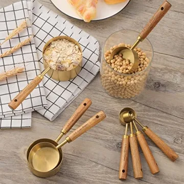 Muchtolove Measuring Cups and Spoons Set of 8 in Gold
