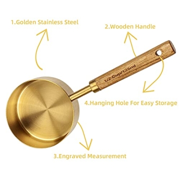 Muchtolove Measuring Cups and Spoons Set of 8 in Gold