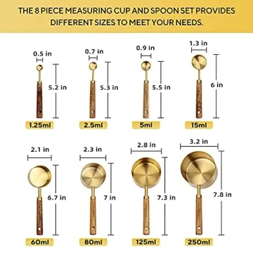 Muchtolove Measuring Cups and Spoons Set of 8 in Gold