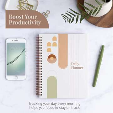 Rileys & Co Undated Planner For Women, 160 To-Do Day Pages, To Do List Notebook, 8 x 6", Undated Daily Planner For Boosting Your Productivity, Daily To Do Planner, Travel Friendly (Pink)