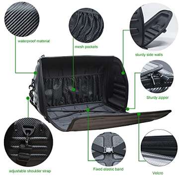 ReYee Leather Trunk Organizer with lid, Motorcycle Tail Bag Collapsible Trunk Storage Organizer, Ext...