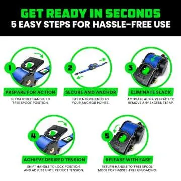 Rhino USA Retractable Ratchet Straps (4-Pack) - 2 Inch x 10 Feet (3,033lb Break Strength) - Heavy Duty Auto Self Retracting Tie Down Straps for Truck, Cargo Trailer, Motorcycle, Rad & More - Blue