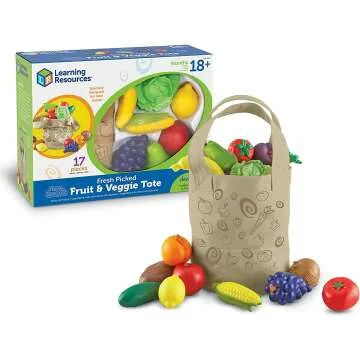 17 Piece Fresh Picked Fruit and Veggie Tote Set