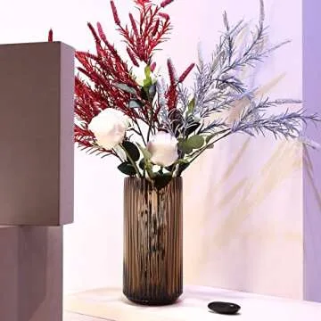 Stylish Dinyeo Ribbed Glass Vase for Home Decor