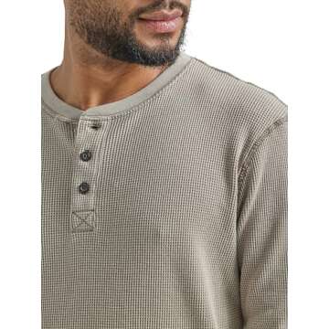 Wrangler Authentics Men's Long Sleeve Waffle Henley, Pumice Stone, 3X-Large