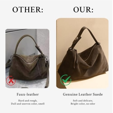 Stylish Genuine Leather Suede Hobo Bags for Women