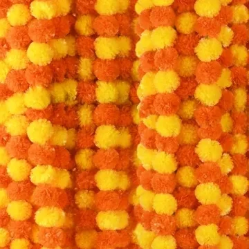 6 Pcs 5Ft Long Marigold Garlands for Weddings & Parties - Vibrant Floral Decor