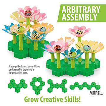 HamburBaby Luminous Assembly Garden Flower Building Toys, Take Apart & DIY Educational Activity Play Set, Glow in The Dark, Develop STEM Ability, for Preschool Boys Girls Ages 3+ (Green)