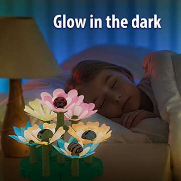 HamburBaby Luminous Assembly Garden Flower Building Toys, Take Apart & DIY Educational Activity Play Set, Glow in The Dark, Develop STEM Ability, for Preschool Boys Girls Ages 3+ (Green)