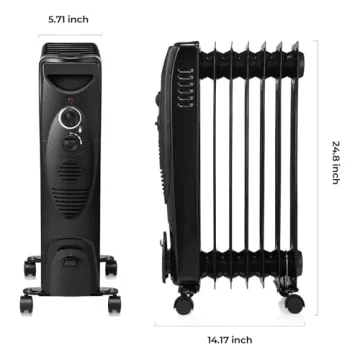 R.W.FLAME Oil Filled Radiator Heater with Safety Features