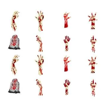 48 Pieces Halloween Cupcake Toppers Cupcake Wrappers Kit Bloody Zombie Hand Cake Decoration for Halloween Party Kitchen Cupcake Baking