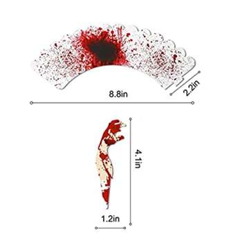 48 Pieces Halloween Cupcake Toppers Cupcake Wrappers Kit Bloody Zombie Hand Cake Decoration for Halloween Party Kitchen Cupcake Baking