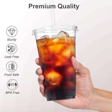 Dealusy 100 Pack Clear Cups with Lids and Straws