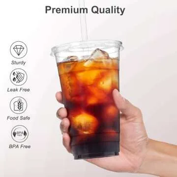 Dealusy 100 Pack Clear Cups with Lids and Straws