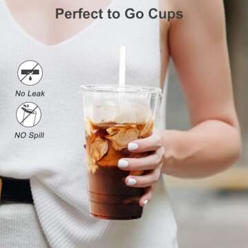 Dealusy 100 Pack Clear Cups with Lids and Straws