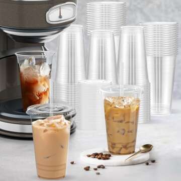 Dealusy 100 Pack Clear Cups with Lids and Straws