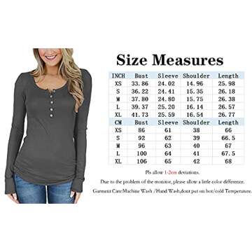Zovailn Womens Long Sleeve Henley Shirts Button Down Crew Neck Workout Pullover Tunic Tops