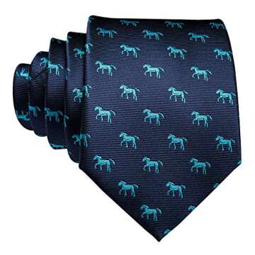 Barry.Wang Blue Ties Horse Men Silk Necktie Set Wedding Party