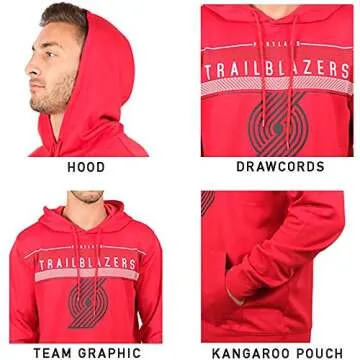 Ultra Game NBA Official Men’s Super Soft Midtown Hoodie Pullover Sweatshirt - Unisex, Portland Trail Blazers, Team Color, Medium