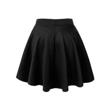 MBJ WB211 Women's Basic Versatile Stretchy Flared Skater Skirt for Girl XL Black