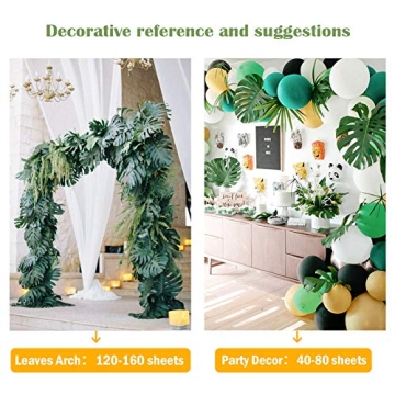 AerWo Artificial Palm Leaves, 48PCS Extra Large 14" Tropical Monstera Fake Leaves for Safari Birthday Wedding Party Decorations