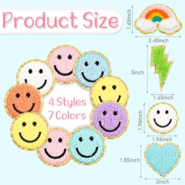 28 Pcs Colorful Chenille Iron On Patches for Clothing