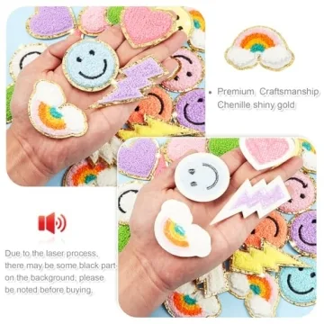 28 Pcs Colorful Chenille Iron On Patches for Clothing