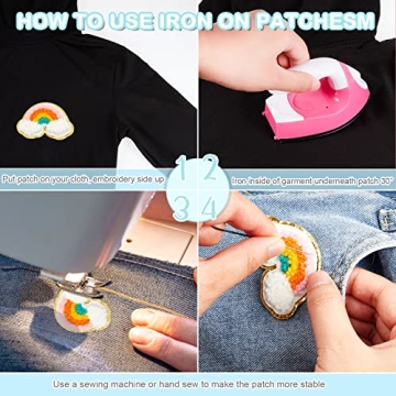 28 Pcs Colorful Chenille Iron On Patches for Clothing