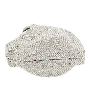 Boutique De FGG Gold Horse Head Crystal Evening Clutch