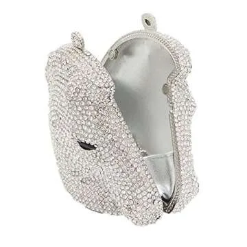 Boutique De FGG Gold Horse Head Crystal Evening Clutch