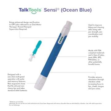 TalkTools Sensi (Ocean Blue) Sensory Therapy Tool for Speech and Feeding, Autism Sensory Products, A...