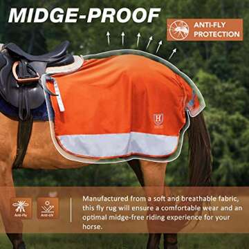 Harrison Howard FocalMax Quarter Horse Fly Rugs Soft Mesh Air Permeability Exercise Sheet High Visibility Reflective-Vibrant Orange