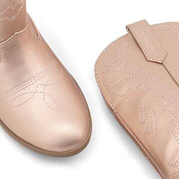 DREAM PAIRS Cowgirl Cowboy SDBO214K Western Boots Boys Girls Mid Calf Riding Shoes Rose Gold Size 11 Little Kid